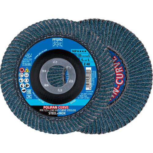 DISCO LAMINADO CURVO 4 1/2″ G-40 AC. INOX. PFERD