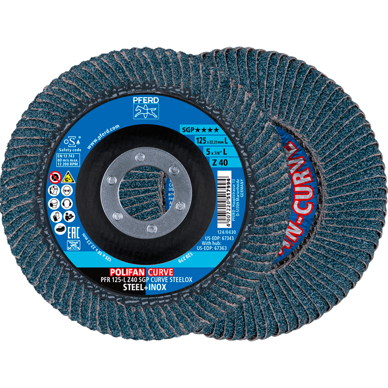 DISCO LAMINADO CURVO 4 1/2" G-40 AC. INOX. PFERD